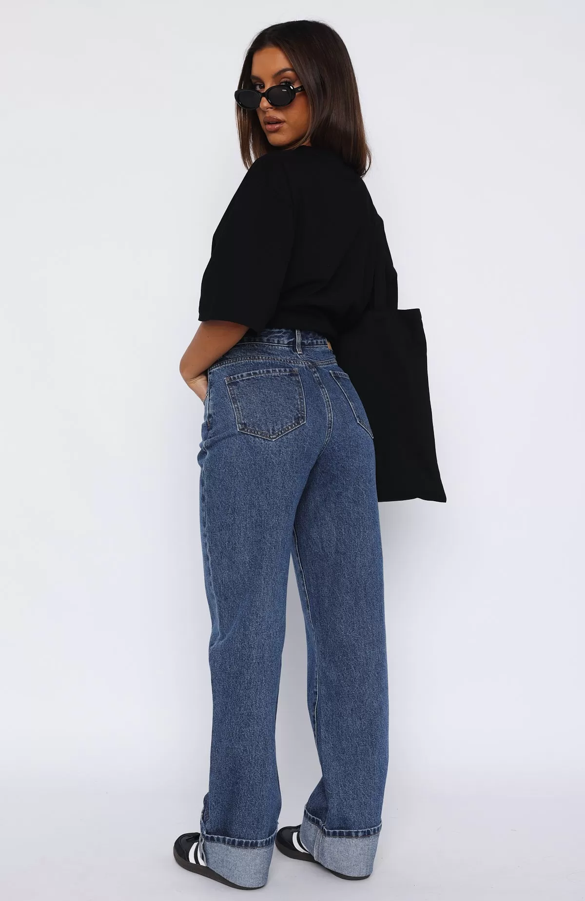 Blair High Rise Wide Leg Jeans Dark Blue