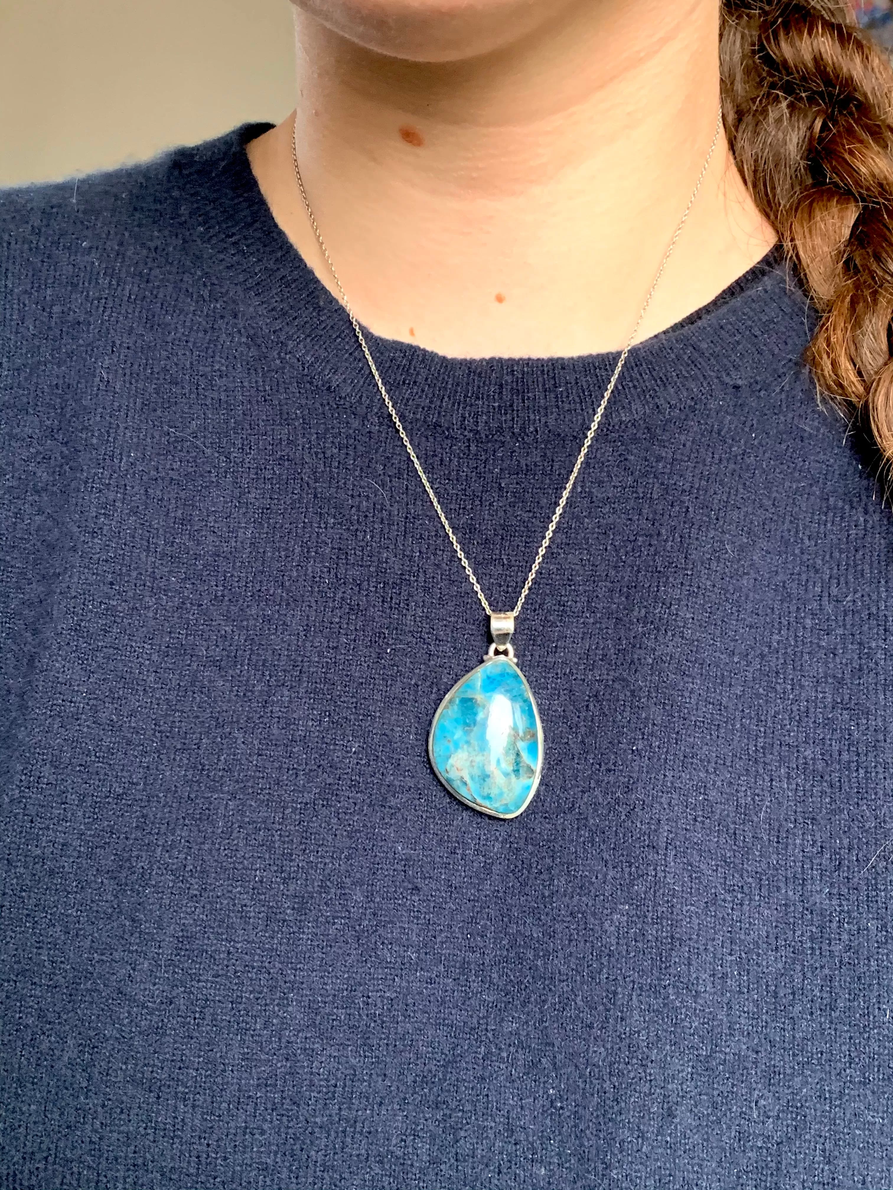 Blue Apatite Naevia Pendant - Freeform