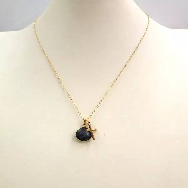 Blue Sapphire with Cross Pendants