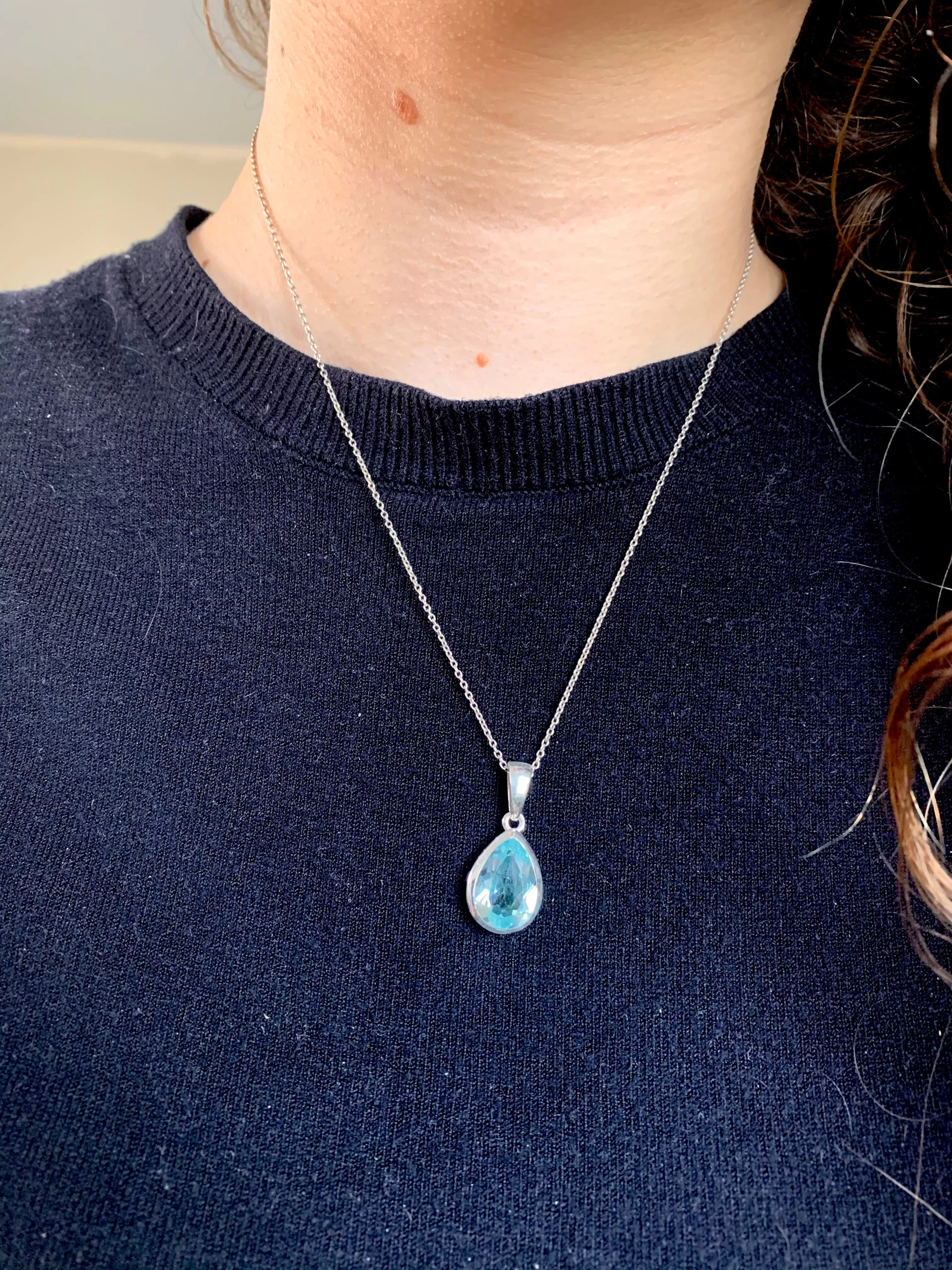 Blue Topaz Sabina Pendant - Teardrop