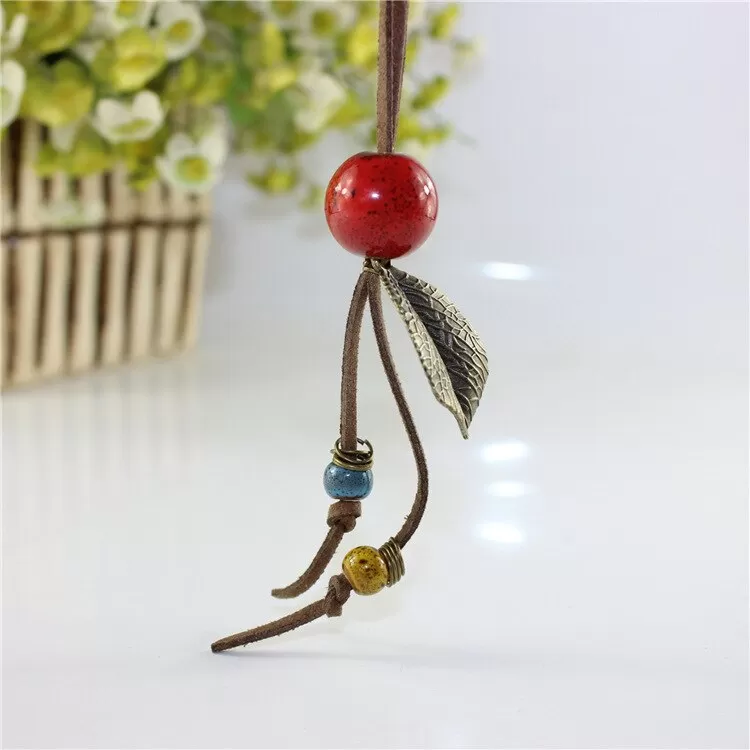 Bohemian Ball Ceramic Long Pendant Necklace -3 Colors