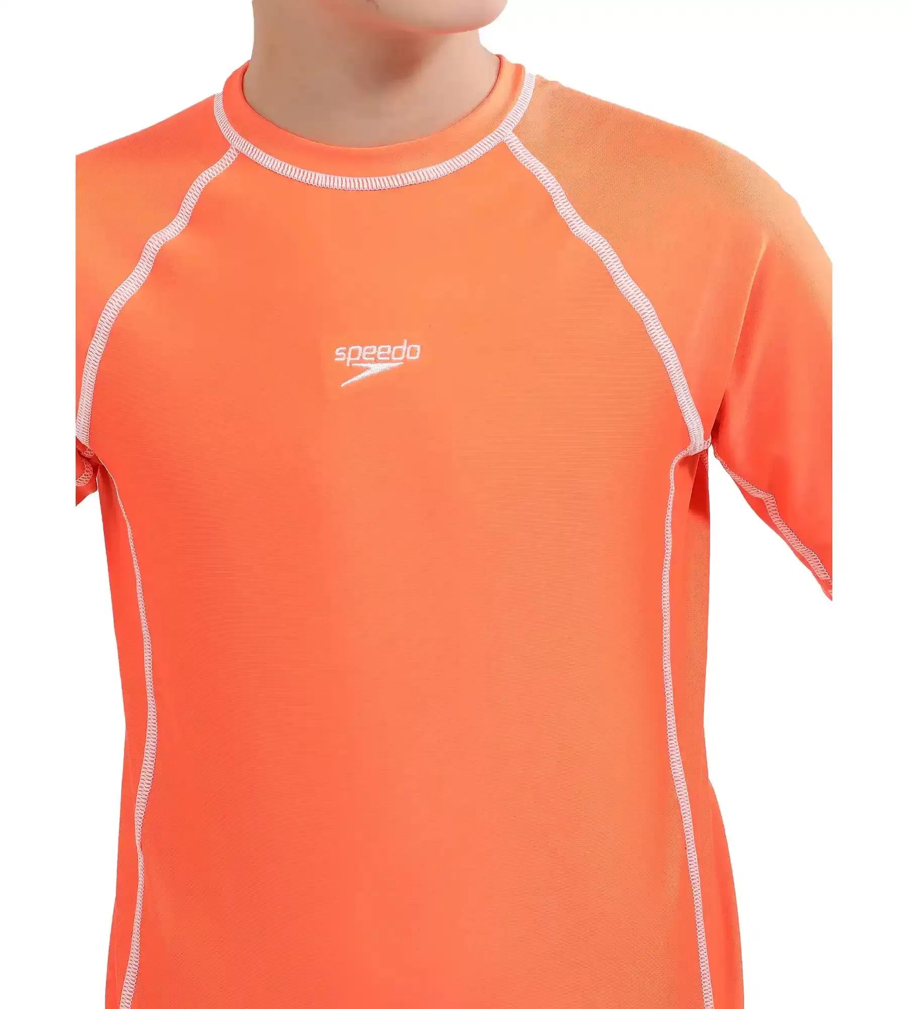 Boy's Short Sleeve Suntop - Boost Orange  &  White