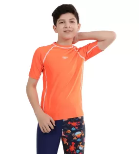 Boy's Short Sleeve Suntop - Boost Orange  &  White