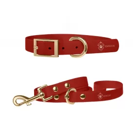 Burgundy Collar & Leash Set