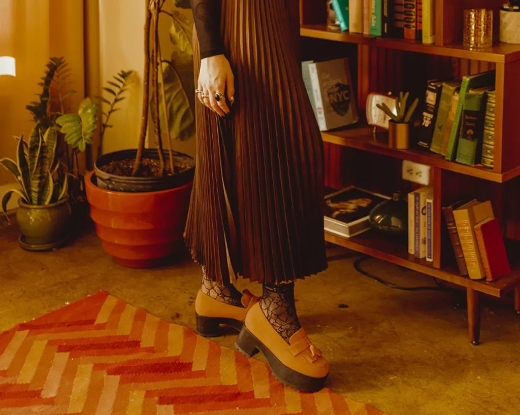 Burnt Orange Fringe Loafer Platform