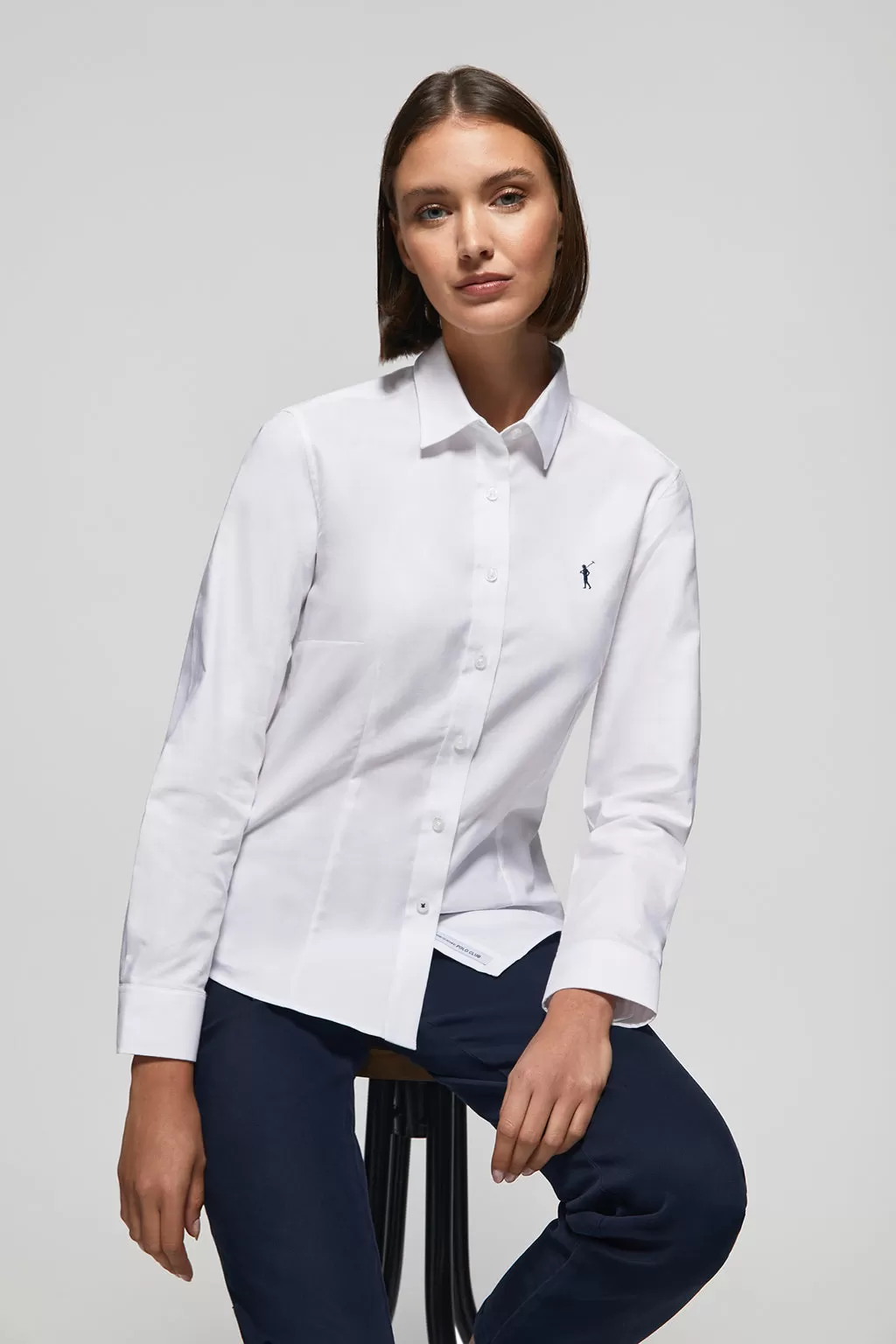 Camisa blanca oxford Slim fit con logo Rigby Go