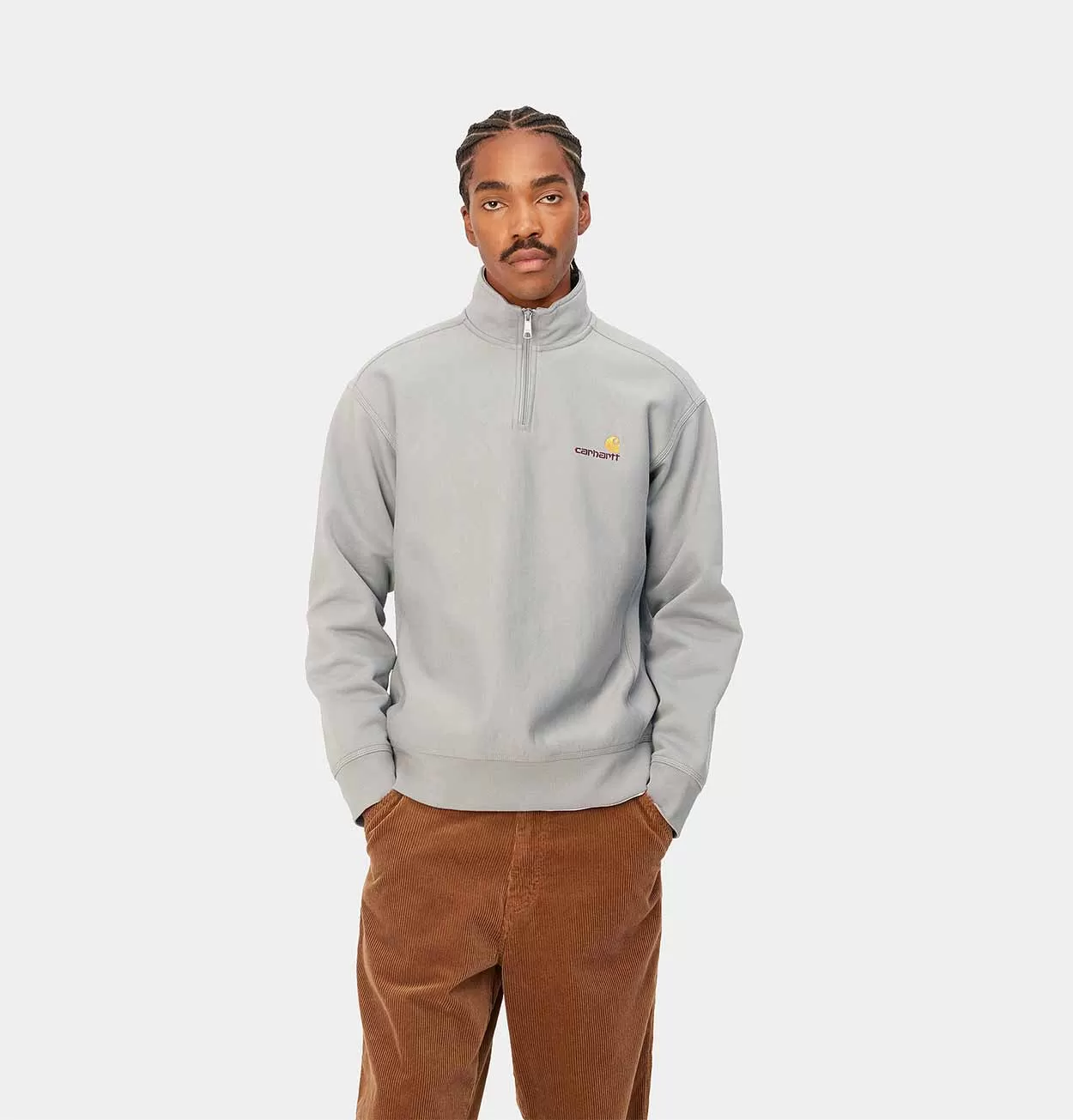 Carhartt WIP Half Zip American Script Sweatshirt in Marengo