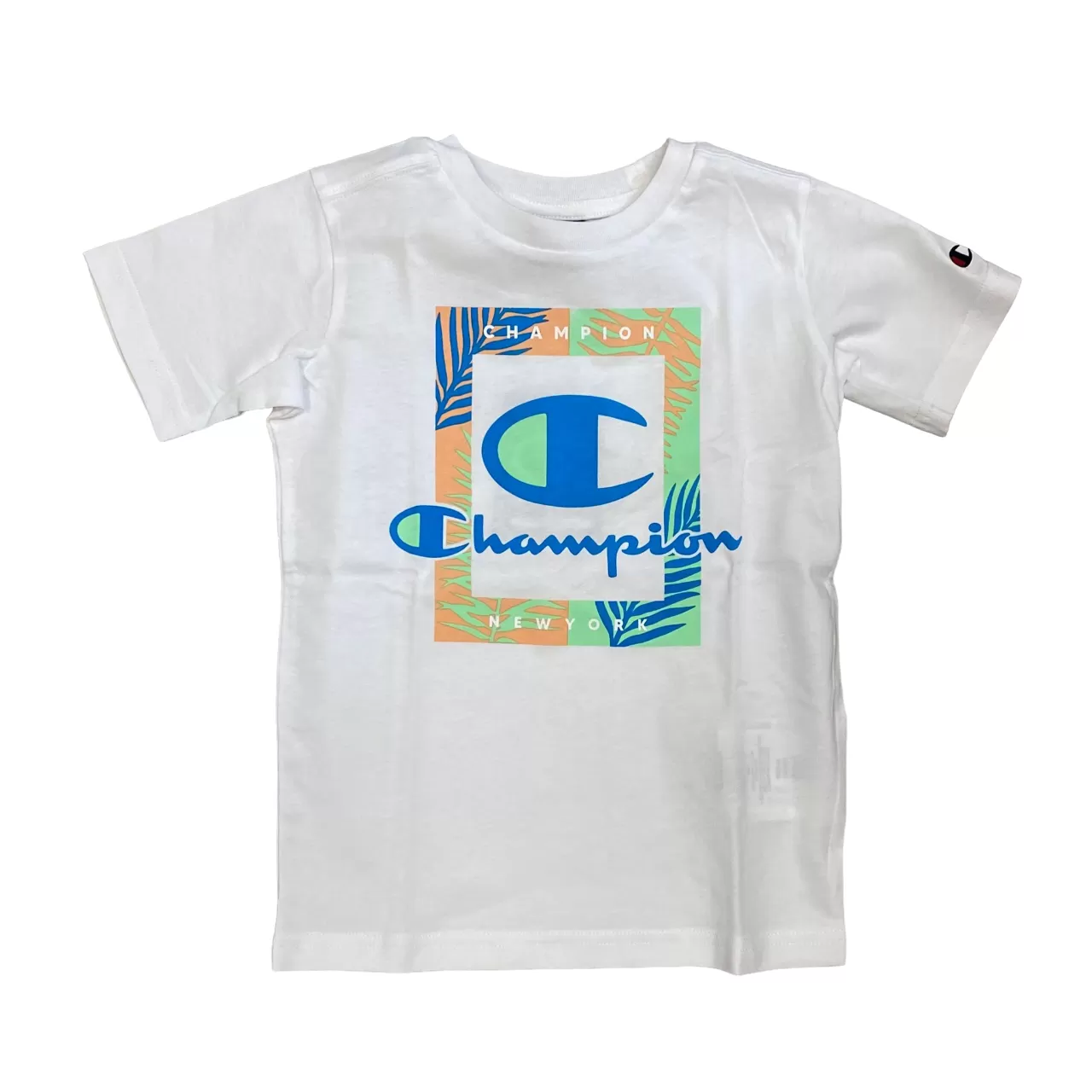 Champion boy's suit with short sleeve t-shirt and boxer shorts 306793 WW001 white-light blue