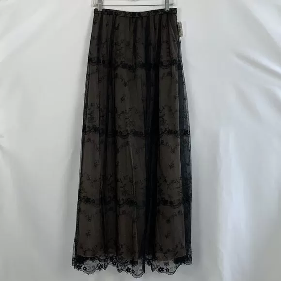 Chetta BNWT Long Black Lace Maxi Skirt