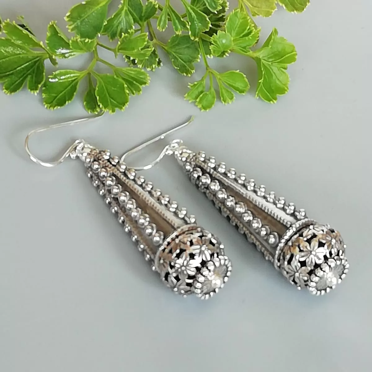 Chunky Egyptian danglers | Sterling silver long earrings  | Ethnic danglers | Statement earring | Bridal jewelry | Pretty earrings | E892