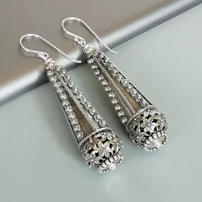 Chunky Egyptian danglers | Sterling silver long earrings  | Ethnic danglers | Statement earring | Bridal jewelry | Pretty earrings | E892