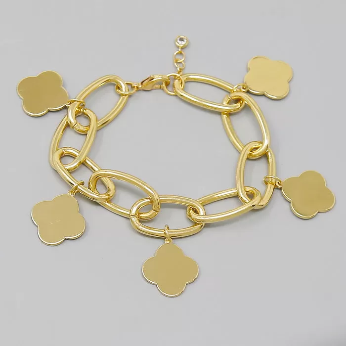 Clover Multi Charm Linked Chain Bracelet