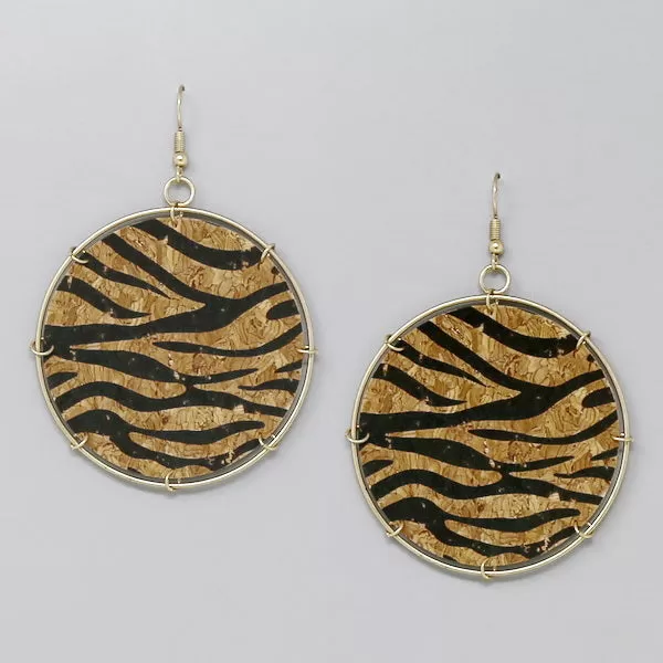 Cork Round Dangle Earrings