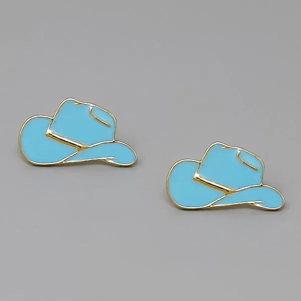 Cowgirl Hat Enamel Stud Earrings