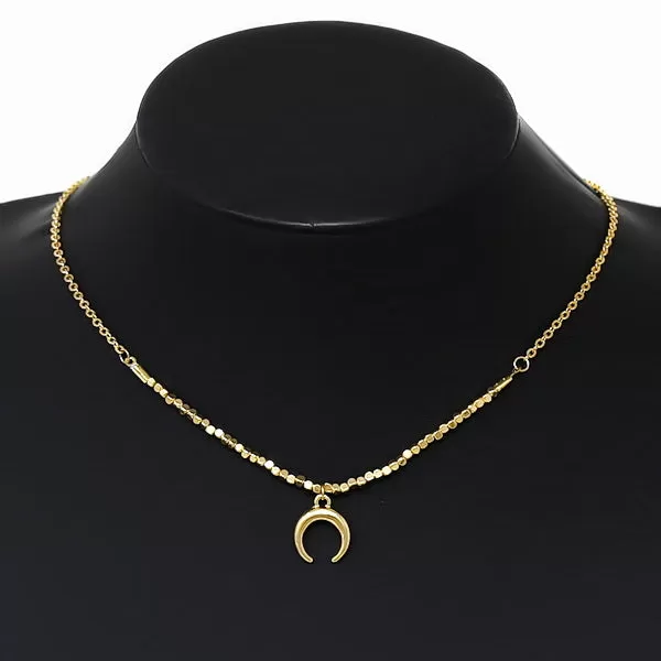 Crescent Pendant Short Chain Necklace