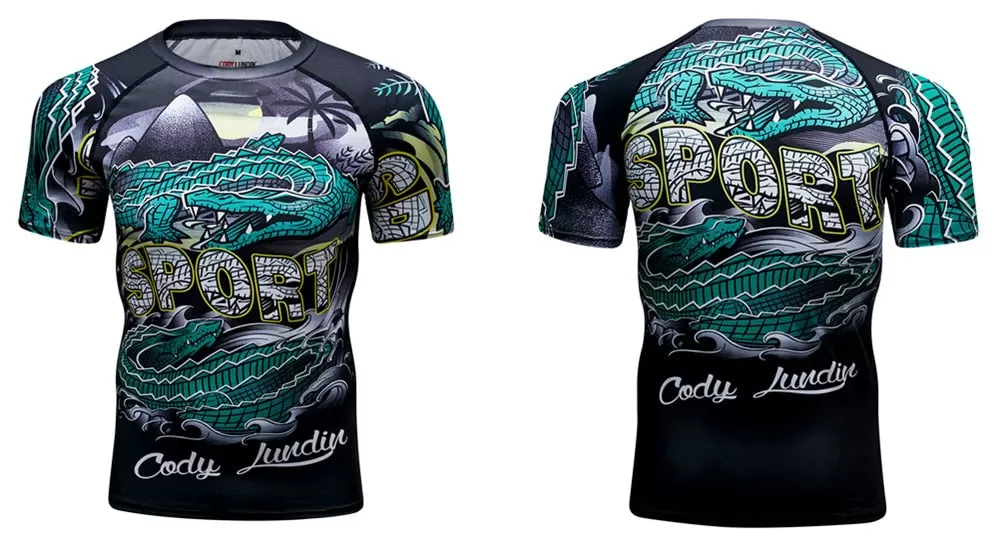 Crocodile Compression 'Step into the Waters' Elite Short Sleeve Rashguard