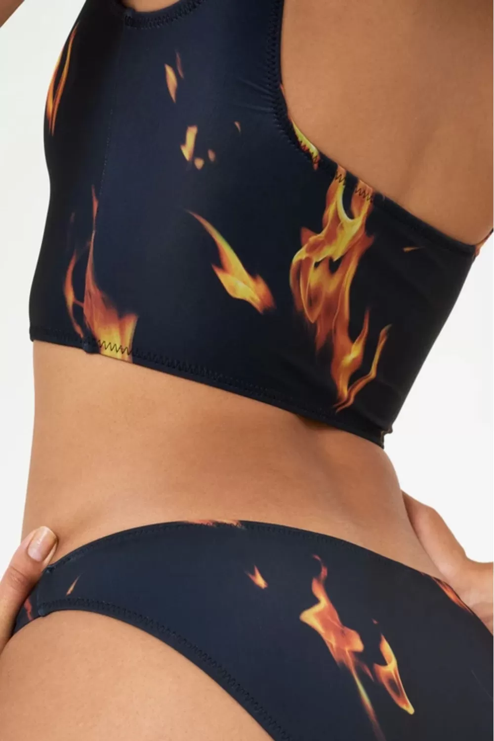 Crop Logo Swim Top | Flame