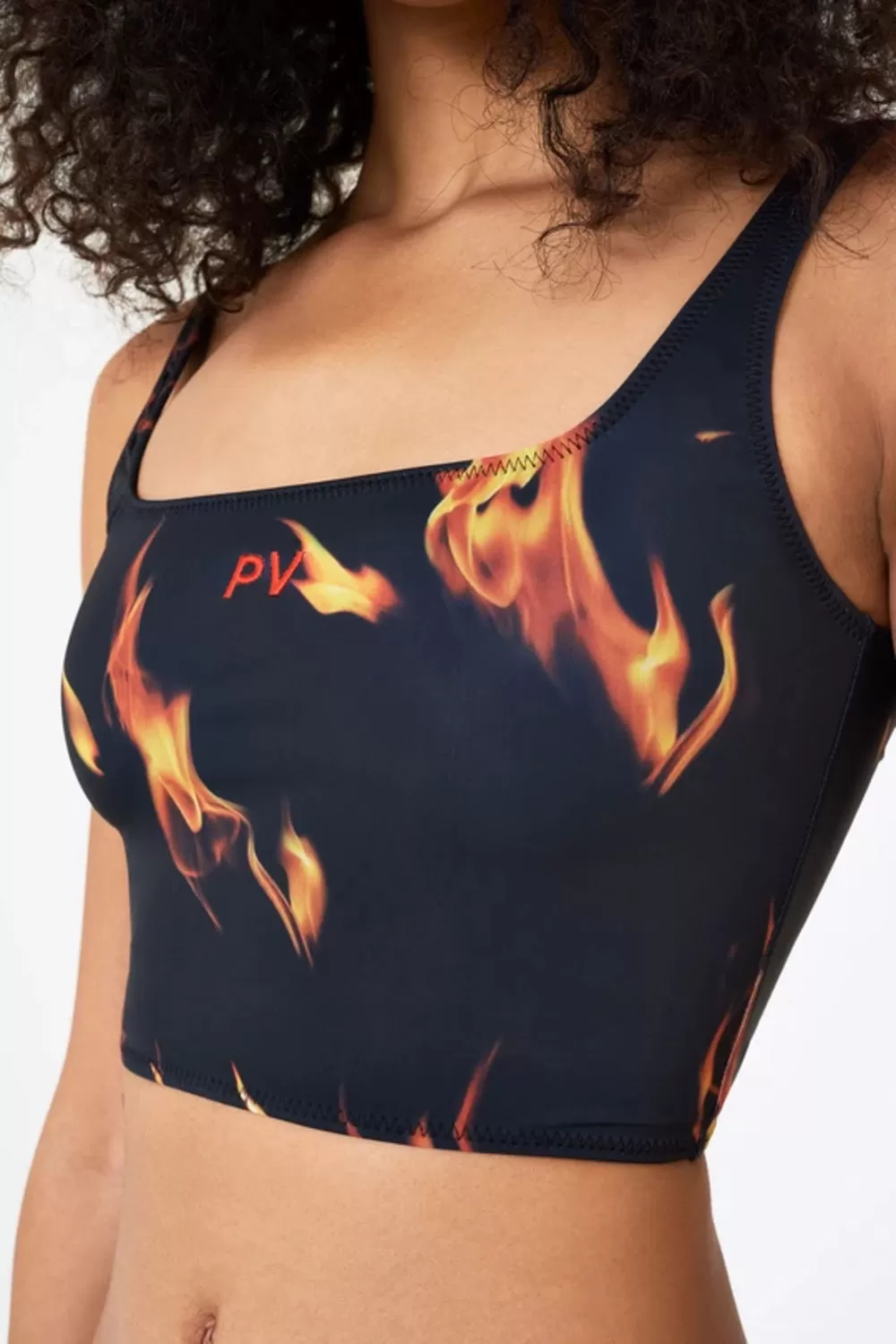 Crop Logo Swim Top | Flame