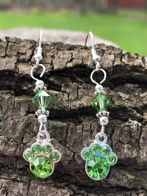 Crystal Paw Earrings