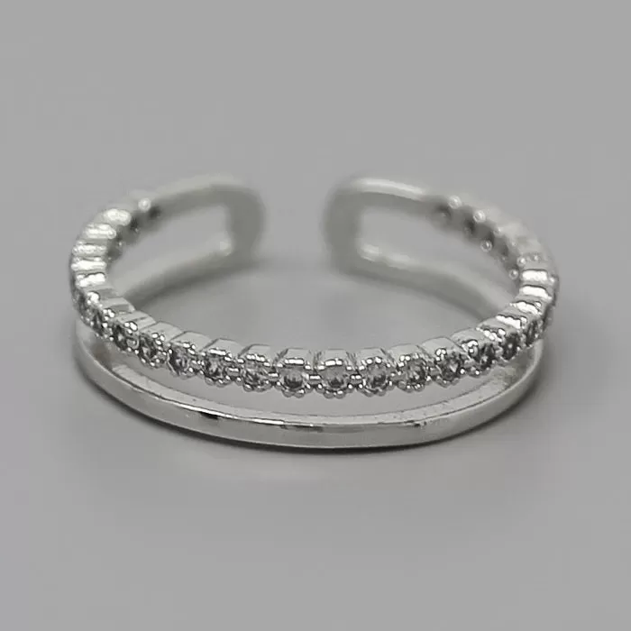 Cubic Zirconia Pave Adjustable Ring