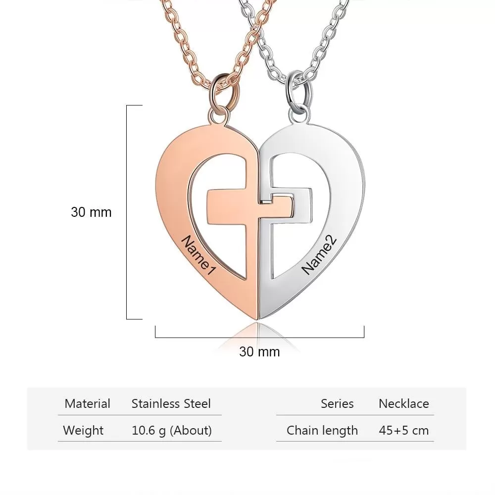 Customized Rose Gold Silver Color Heart Couple