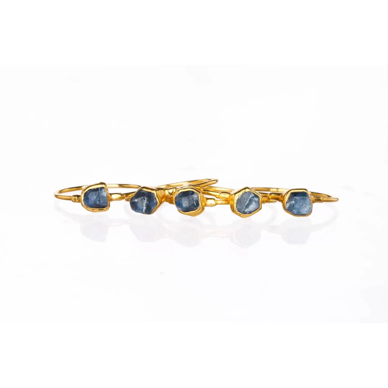 Dainty Raw Sapphire Ring in Yellow Gold