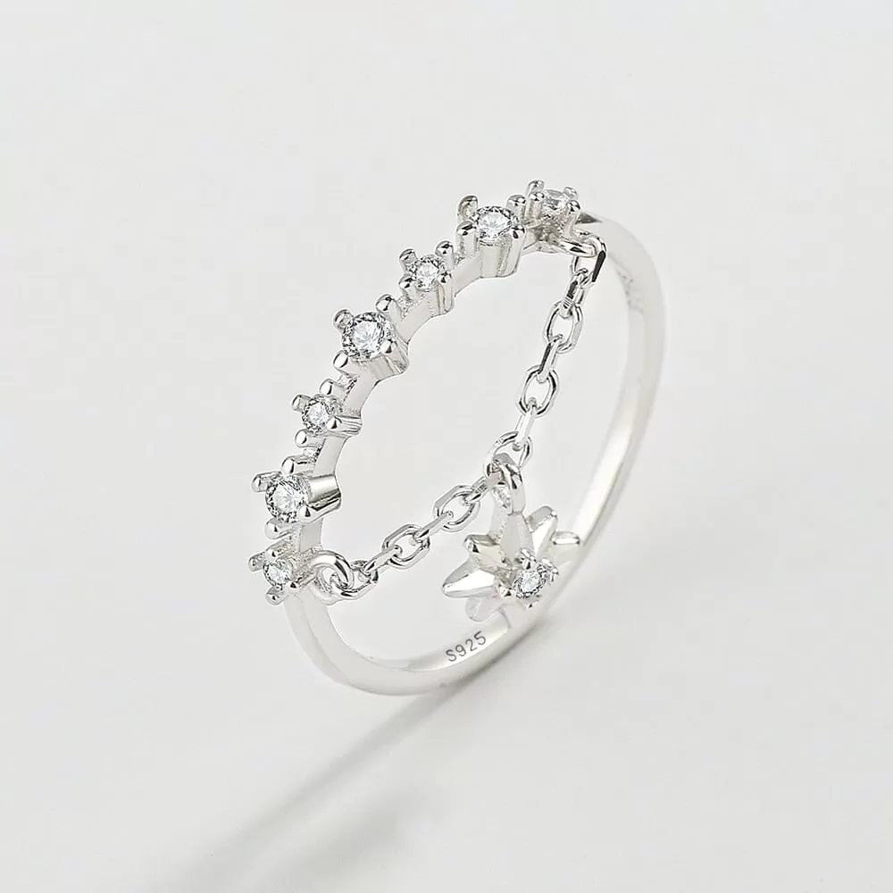 Dangling Star Rhinestone Small Diamond Ring