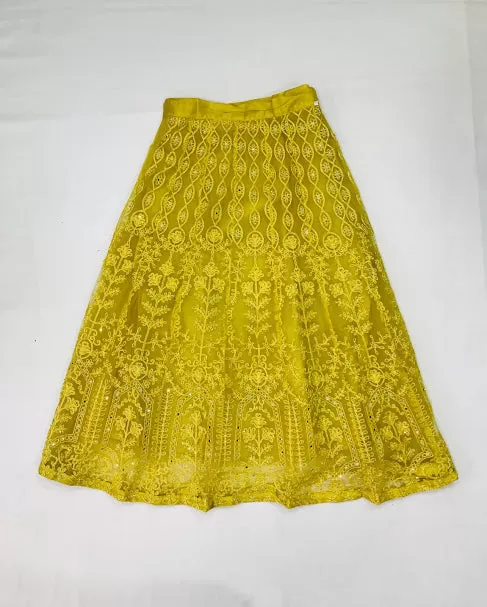 Dazzling Yellow Color Designer Net Lehenga Choli Set With Dupatta For Girls