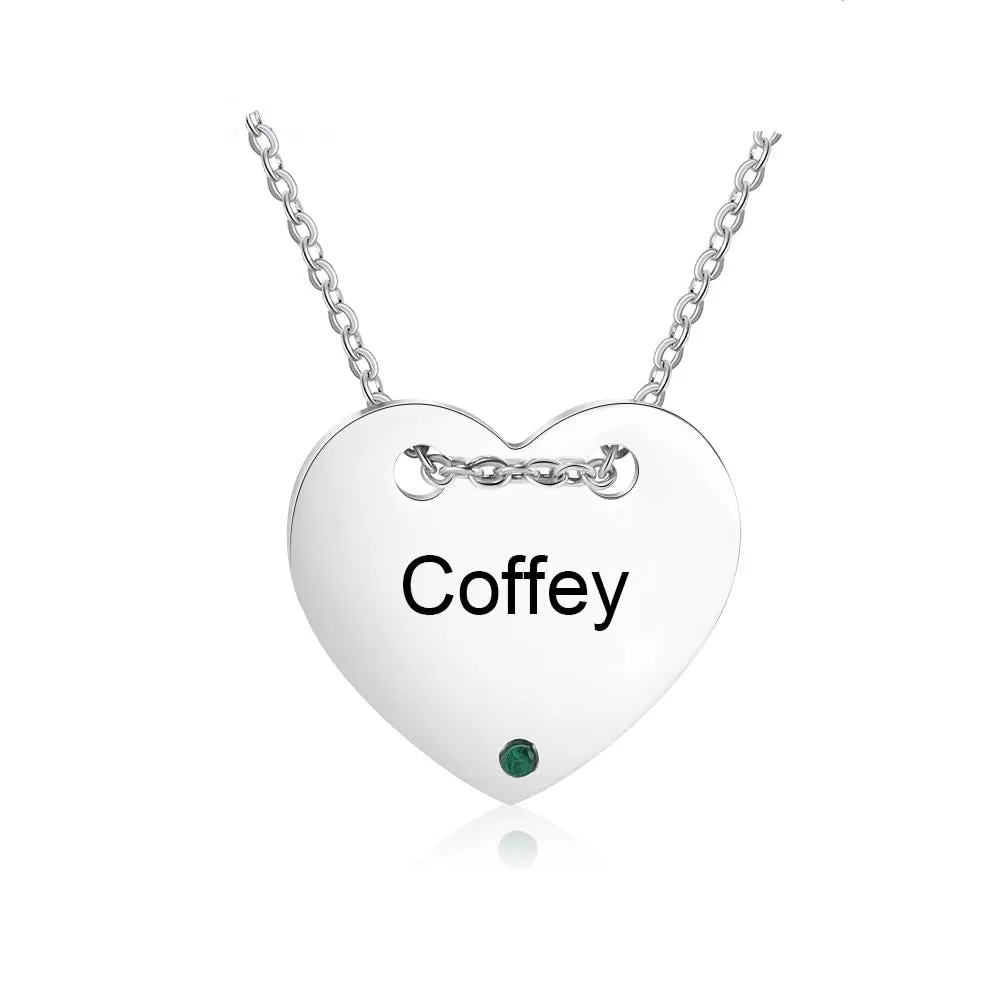 Designer Personalized Name Engraved Heart Pendants Custom DIY Birthstone Necklace Valentines Day Gifts for Girlfriend