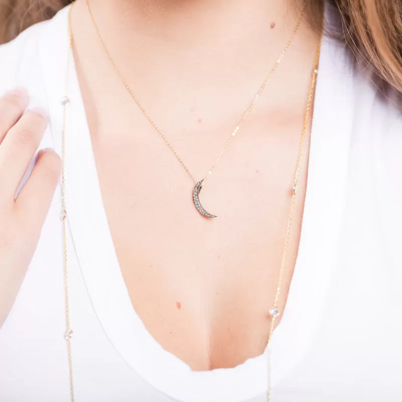 Diamond Moon Necklace