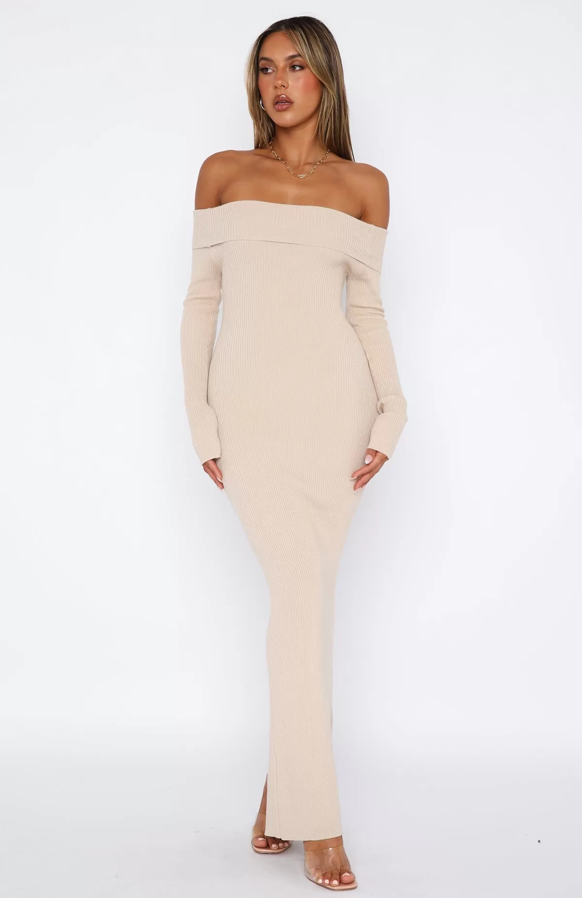 Don't Call Me Anymore Long Sleeve Maxi Dress Oat