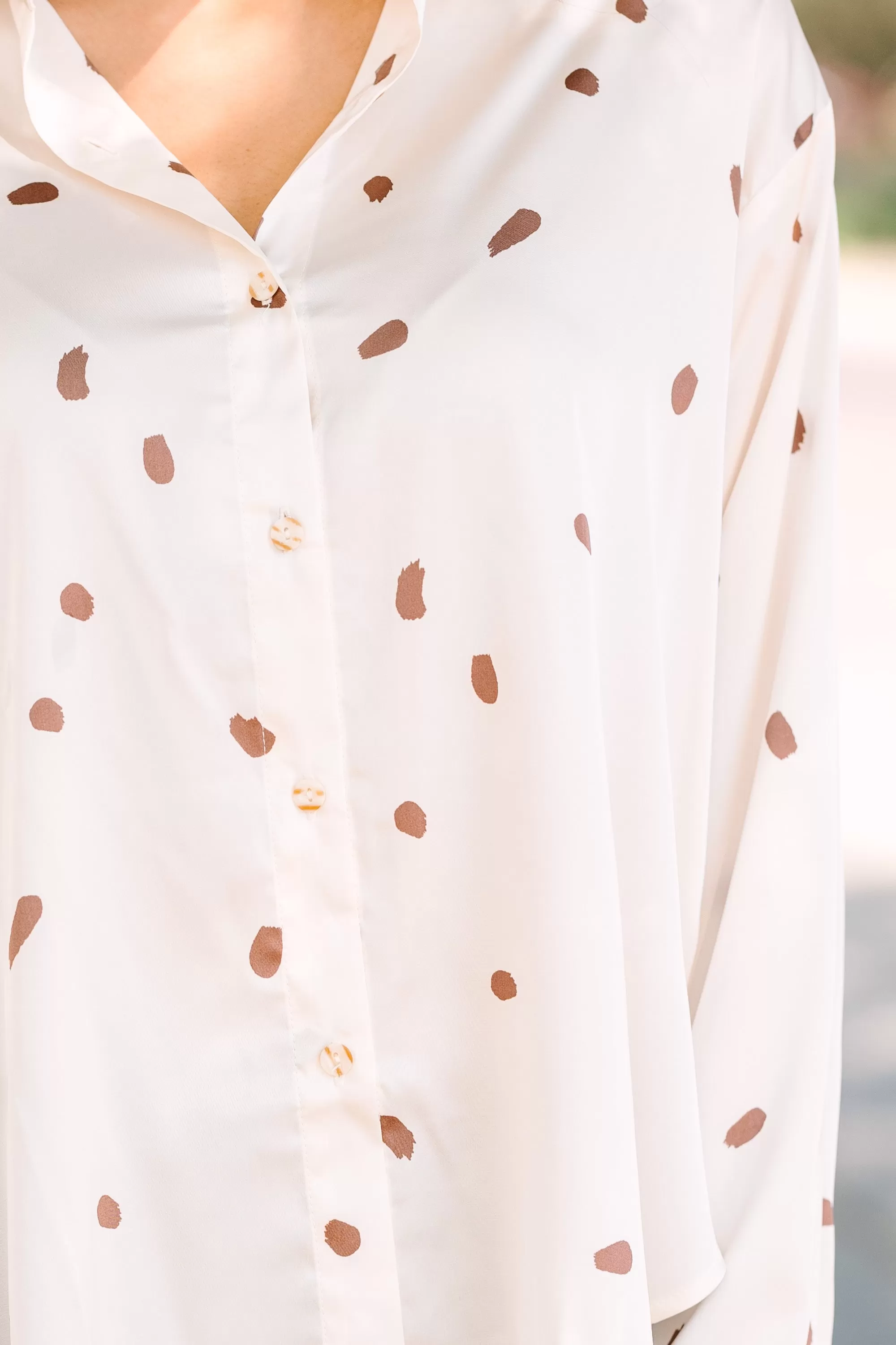 Don't You Wait Cream White Polka Dot Blouse