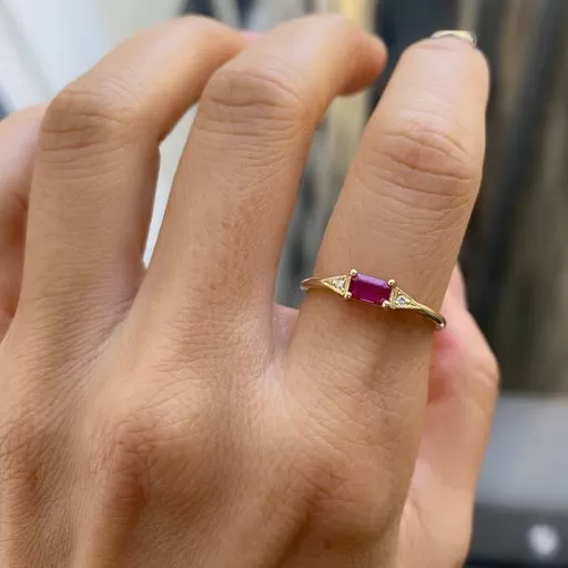 Emerald Cut Ruby Deco Ring