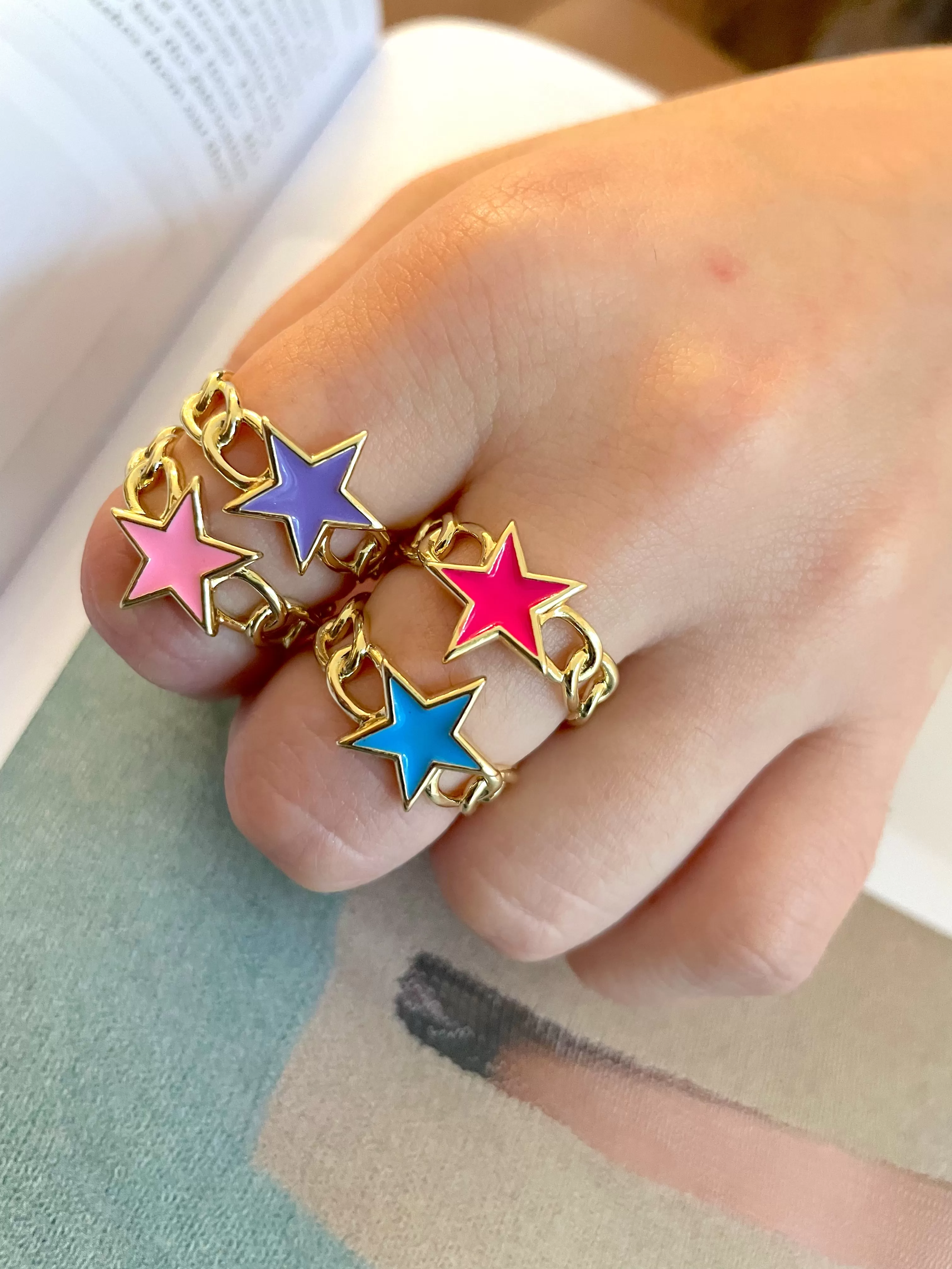 Enamel stars rings