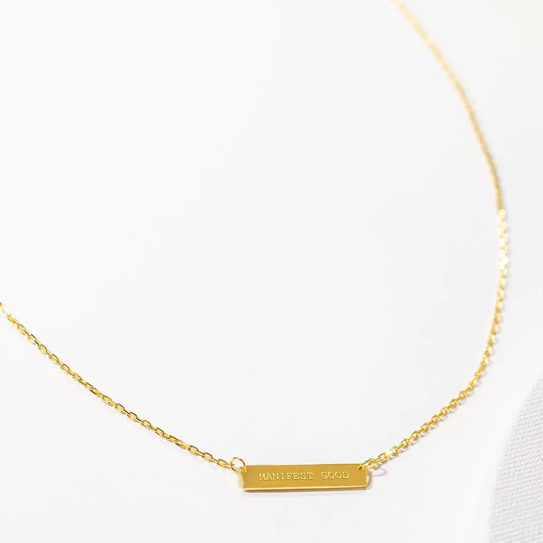 Engraved Bar Pendant: Manifest Good - Gold