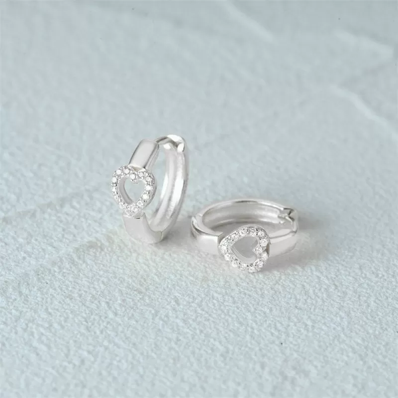 Eternal Love Heart Hoop Earrings Silver