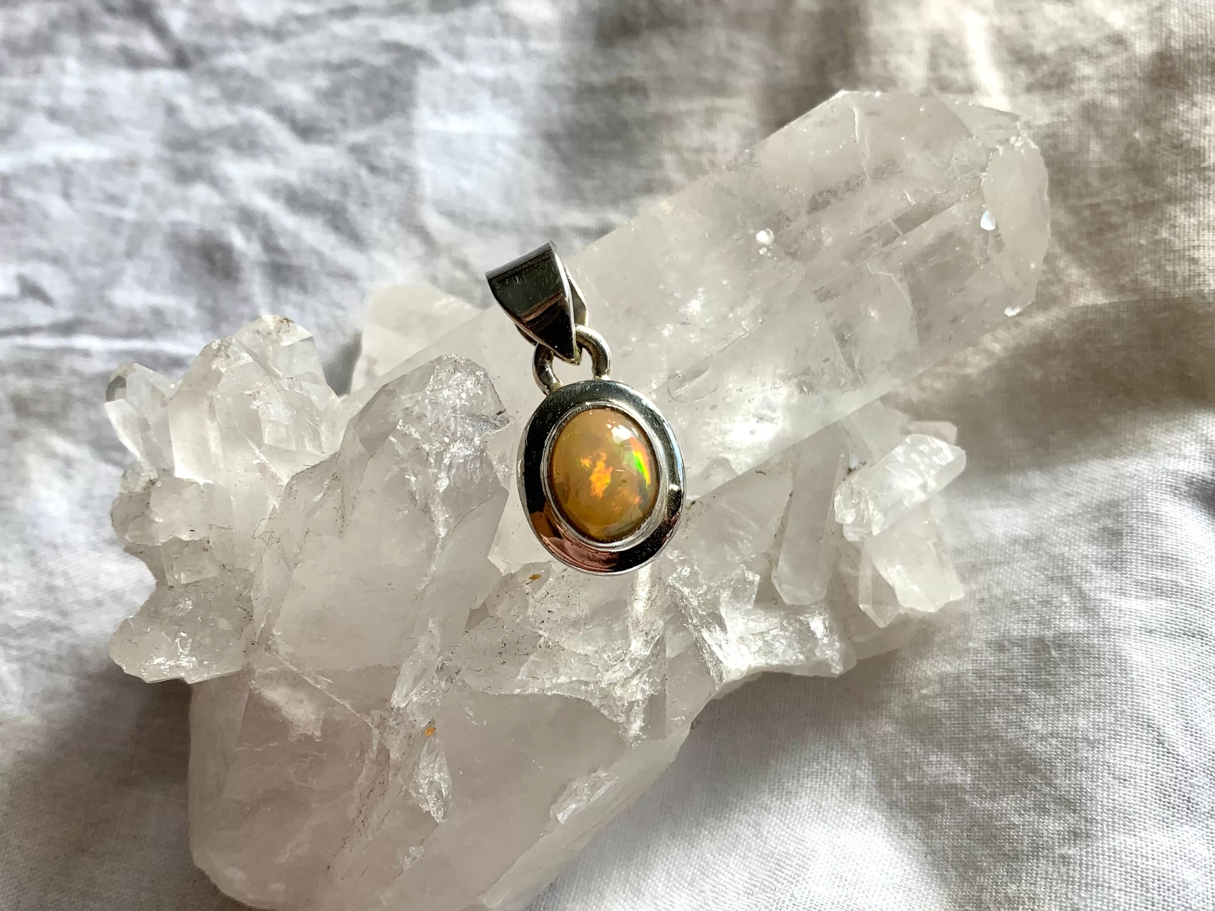 Ethiopian Welo Opal Ansley Pendant - XSmall Oval