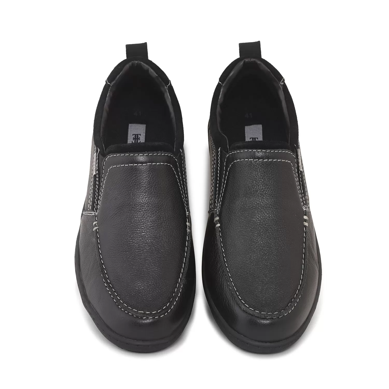 Ezok Men Black Leather Slipon Shoes