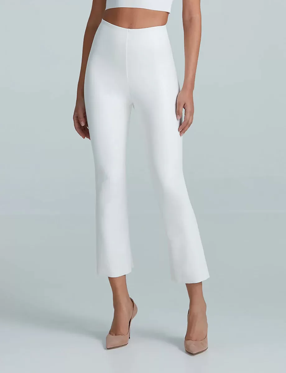 FAUX LEATHER CROP FLARE LEGGING (WHITE) - COMMANDO