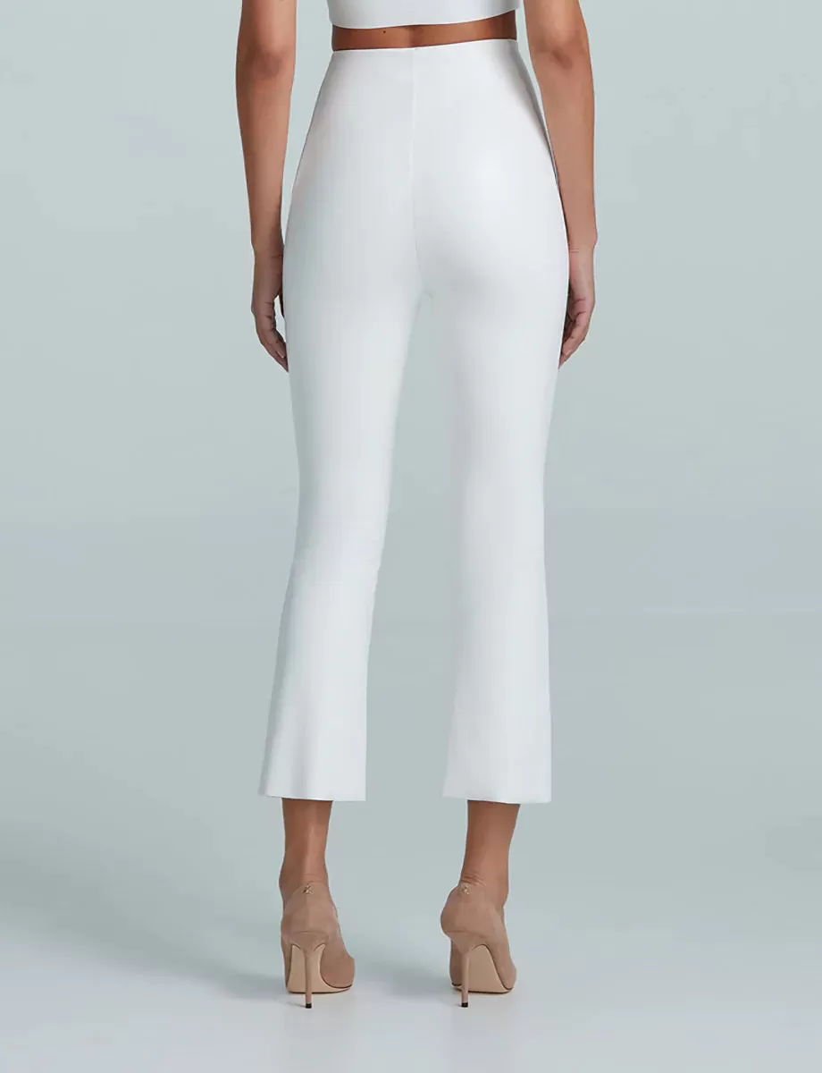 FAUX LEATHER CROP FLARE LEGGING (WHITE) - COMMANDO