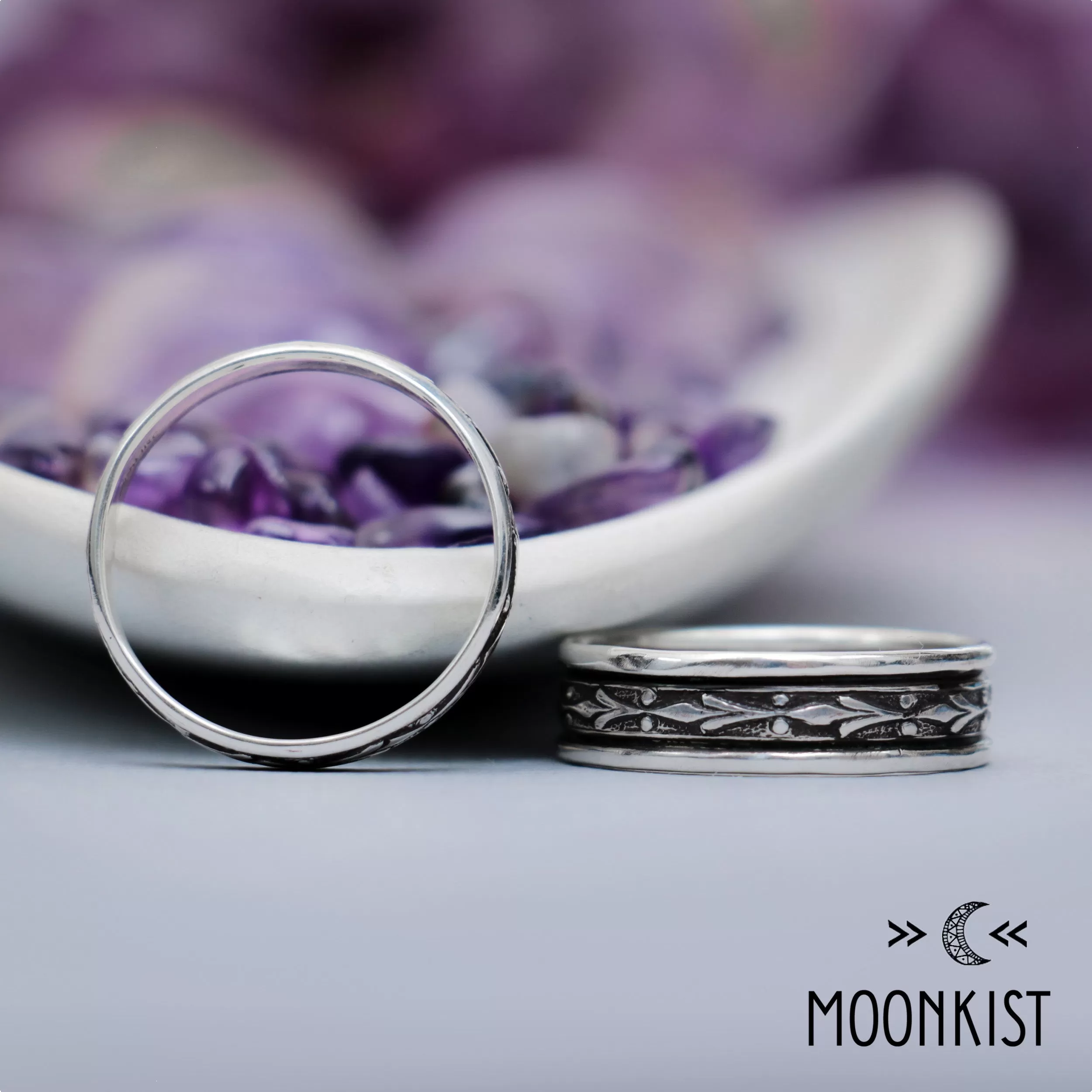 Fleur de Lis Matching Wedding Ring Sets | Moonkist Designs