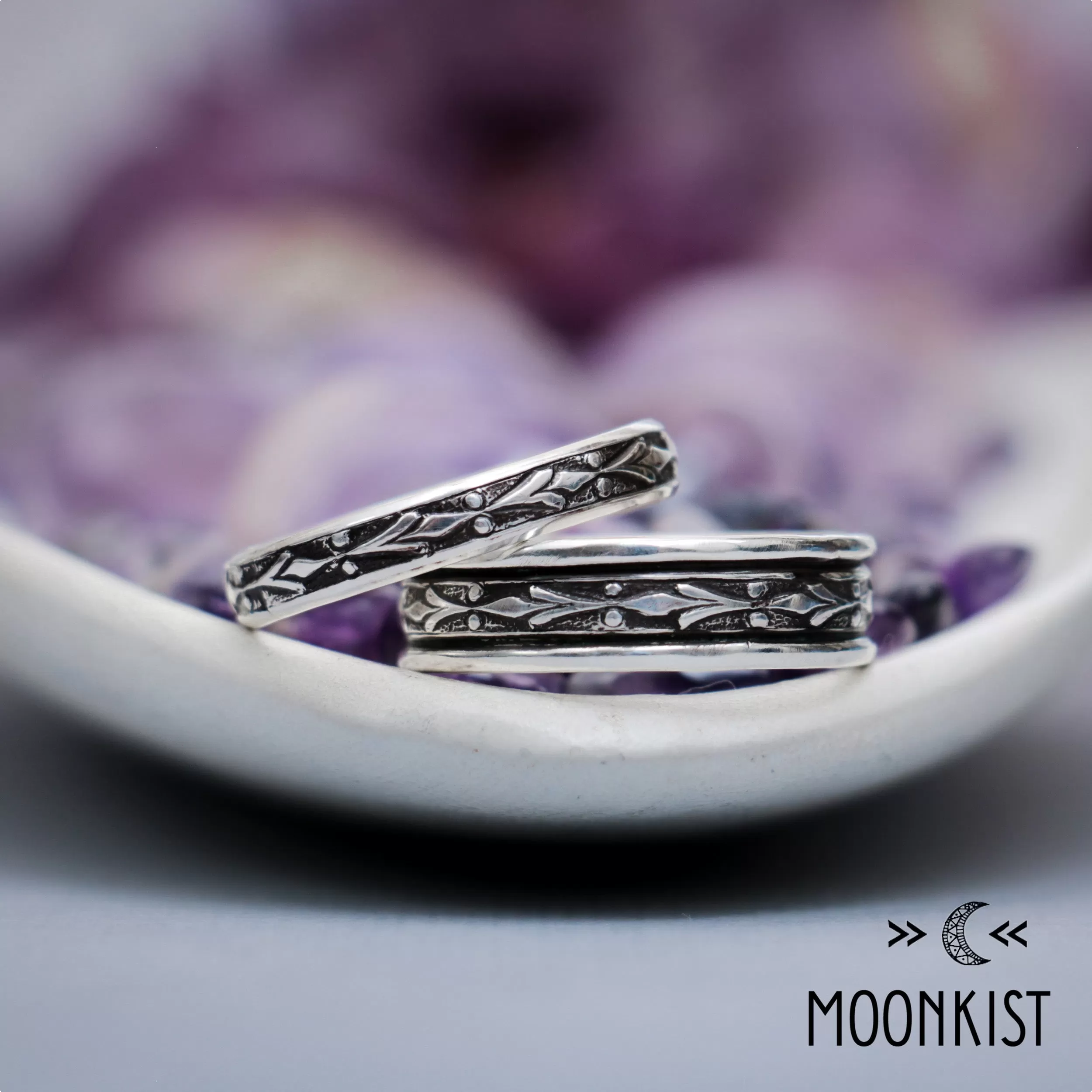 Fleur de Lis Matching Wedding Ring Sets | Moonkist Designs