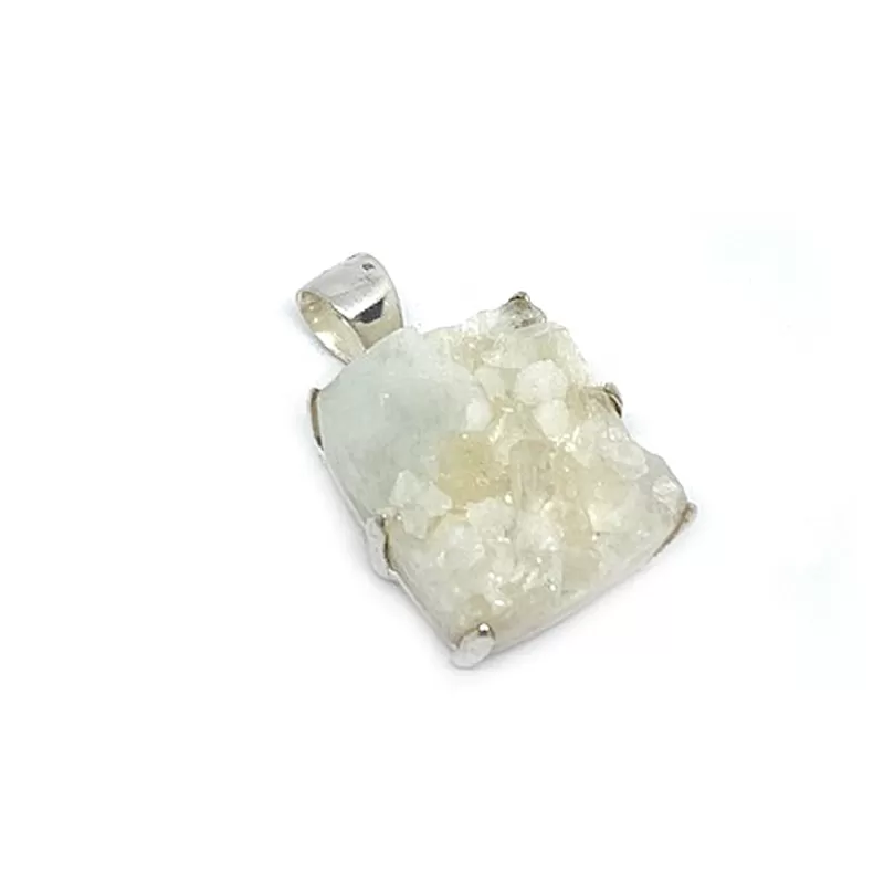 Forest Druzy White Silver Pendants