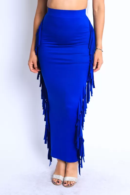 Fringed maxi skirt