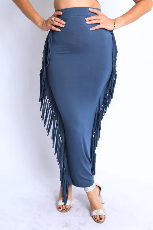 Fringed maxi skirt