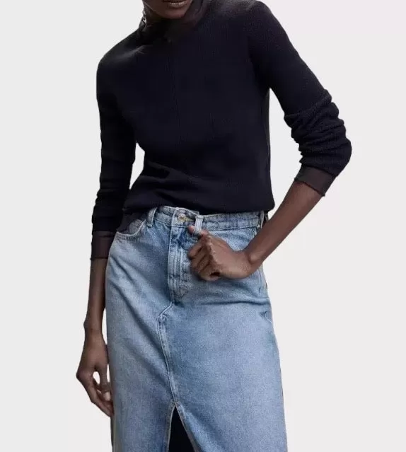 Georgia Denim Front Slit Skirt