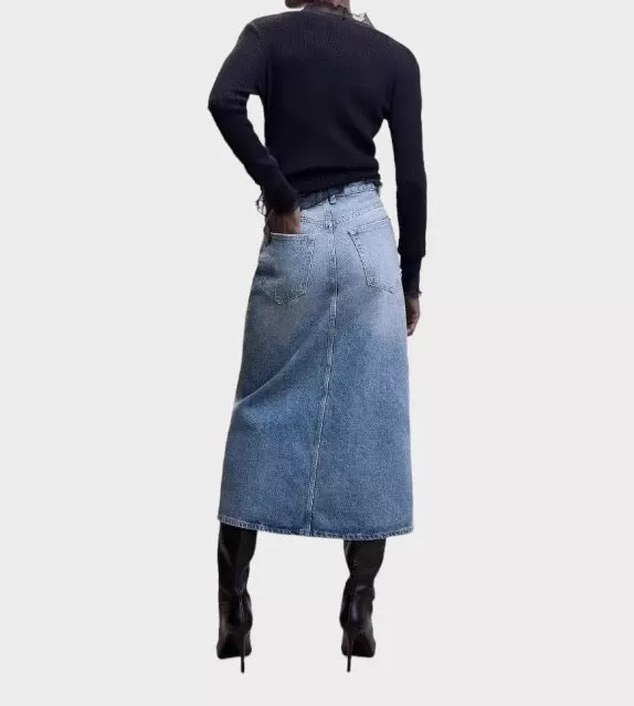 Georgia Denim Front Slit Skirt