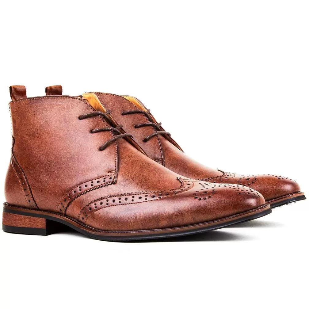 Gino Vitale Men's Wing Tip Brogue Boots