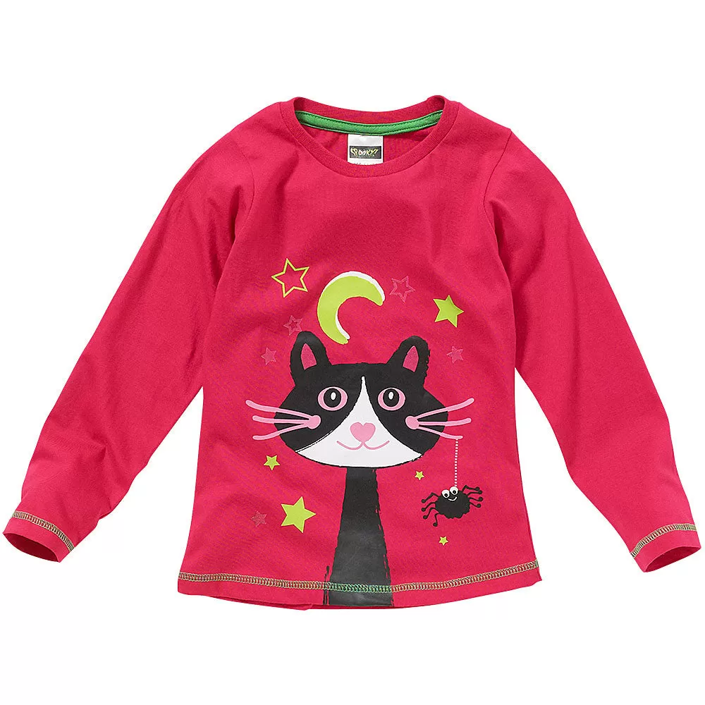 Girls Halloween Witch's Cat Pink Top