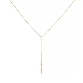 Gold Lillie Chain Necklace with Triple Dala Lantern Lariat Drop